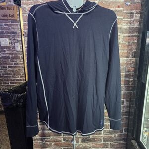 Men's Blue Long-Sleeve Hooded Pullover Sweatshirt